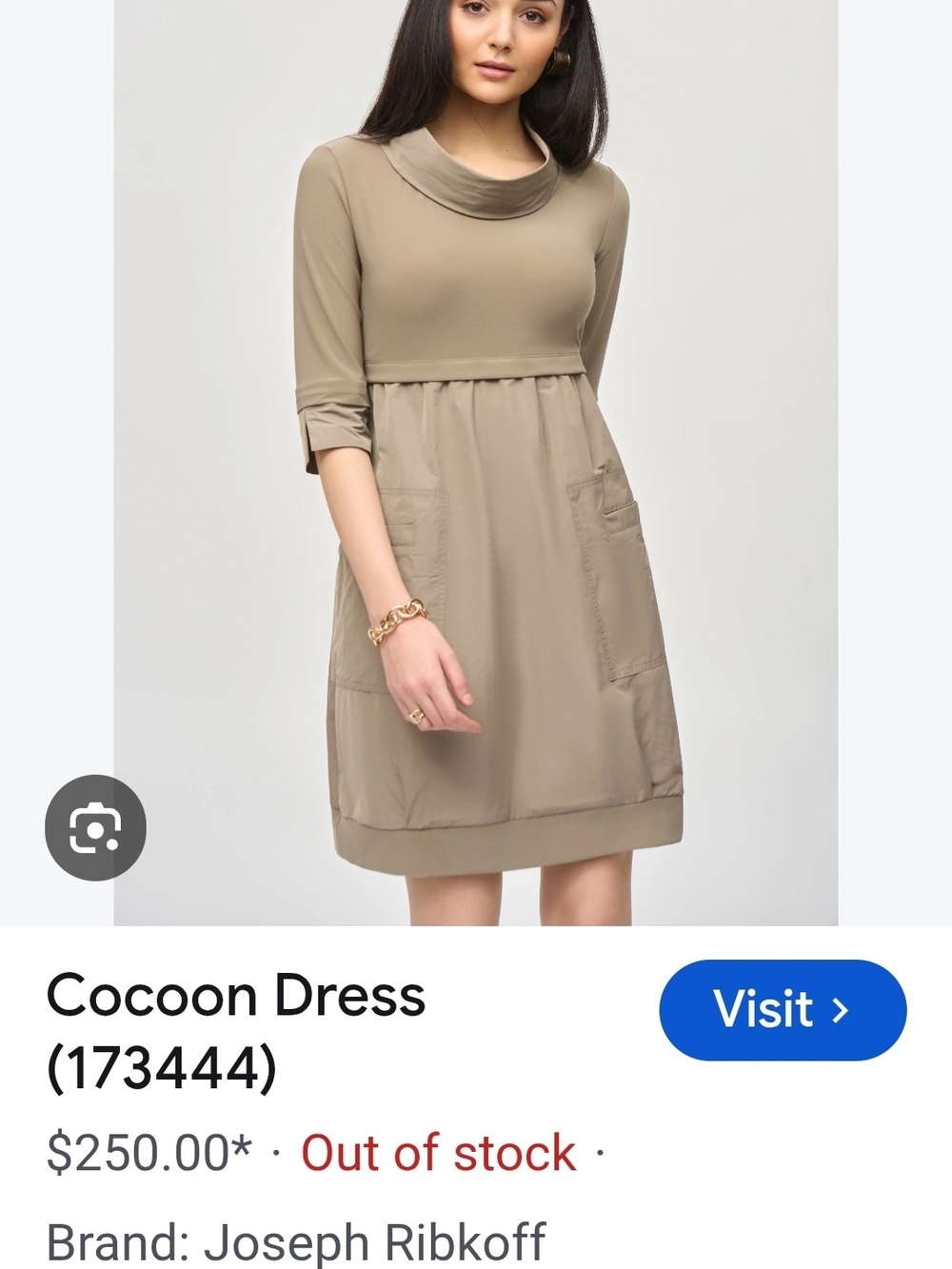NWT Joseph Ribkoff Java Long-Sleeve Cocoon Dress